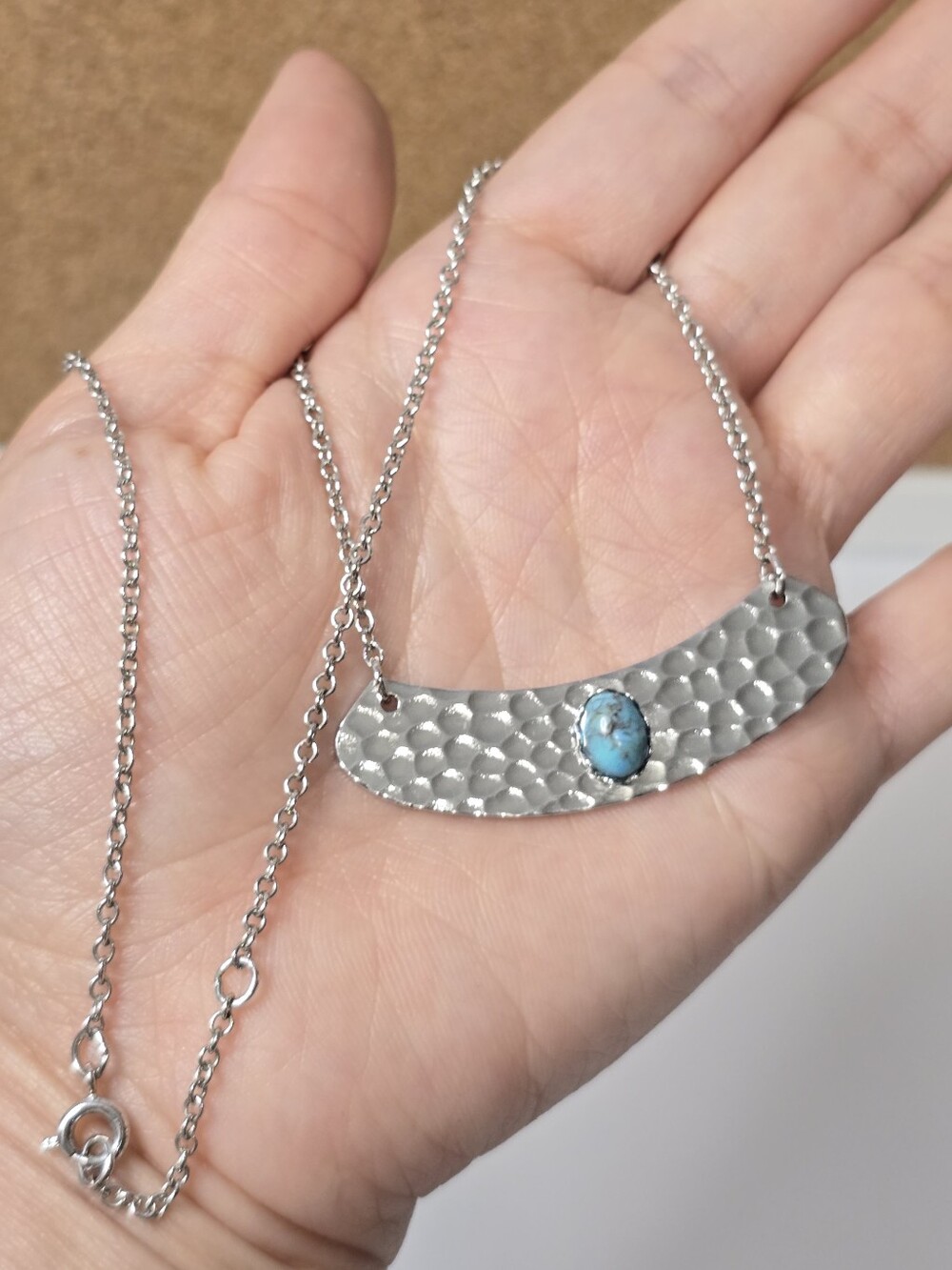 Vintage Coventry Silver Bar Necklace with Turquoise Accent